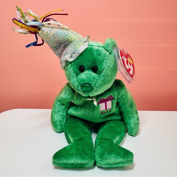 TY Birthday Beanie Bear – May (2002) with Party Hat - Picture 1 of 11